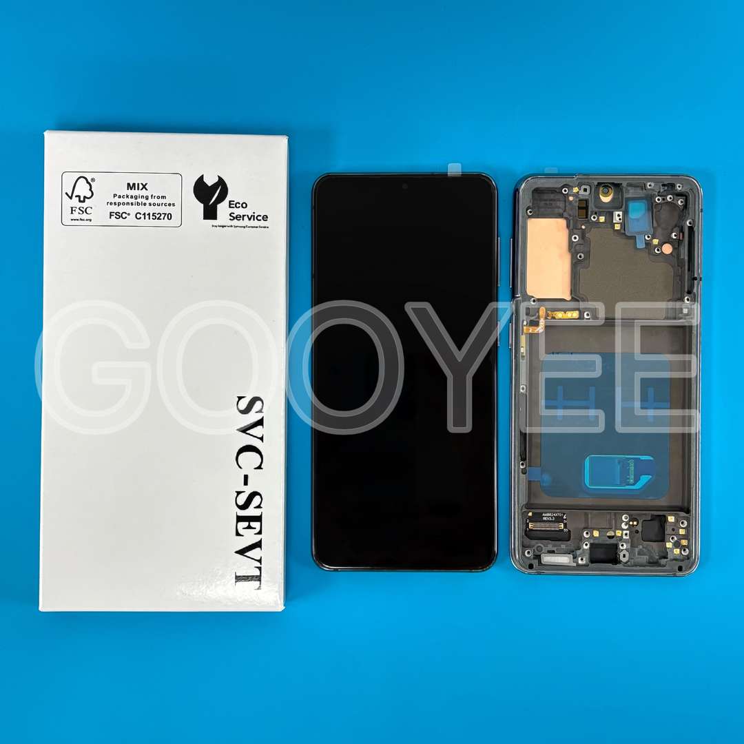 LCD DISPLAY FOR SAMSUNG G990 GALAXY S21 BLACK WITH FRAME OLED