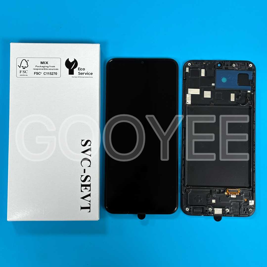 LCD DISPLAY FOR SAMSUNG A205 GALAXY A20 BLACK WITH FRAME OLED