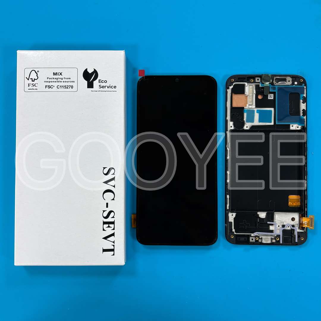LCD DISPLAY FOR SAMSUNG A405 GALAXY A40 BLACK WITH FRAME ORG
