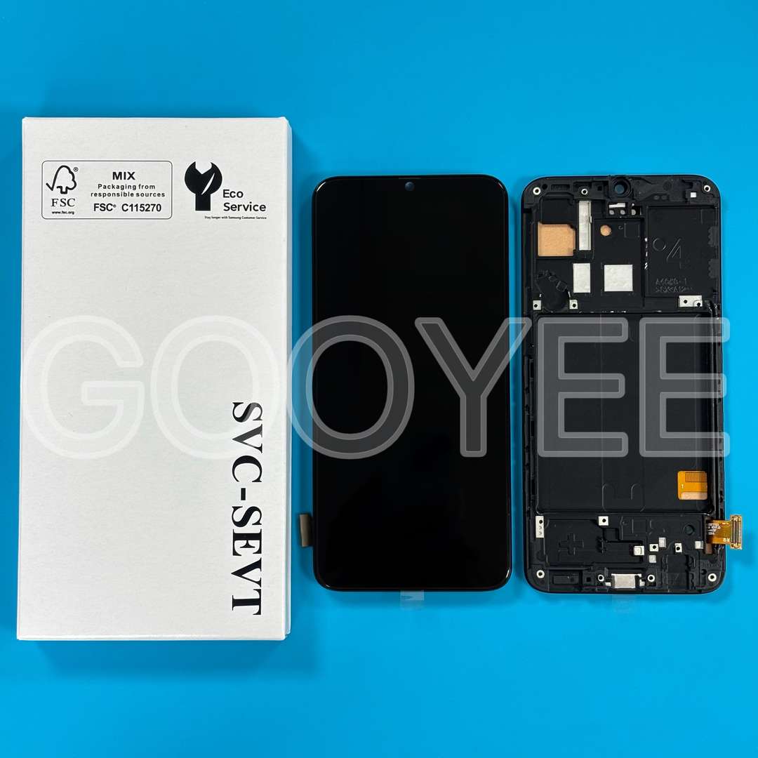 LCD DISPLAY FOR SAMSUNG A405 GALAXY A40 BLACK WITH FRAME TFT