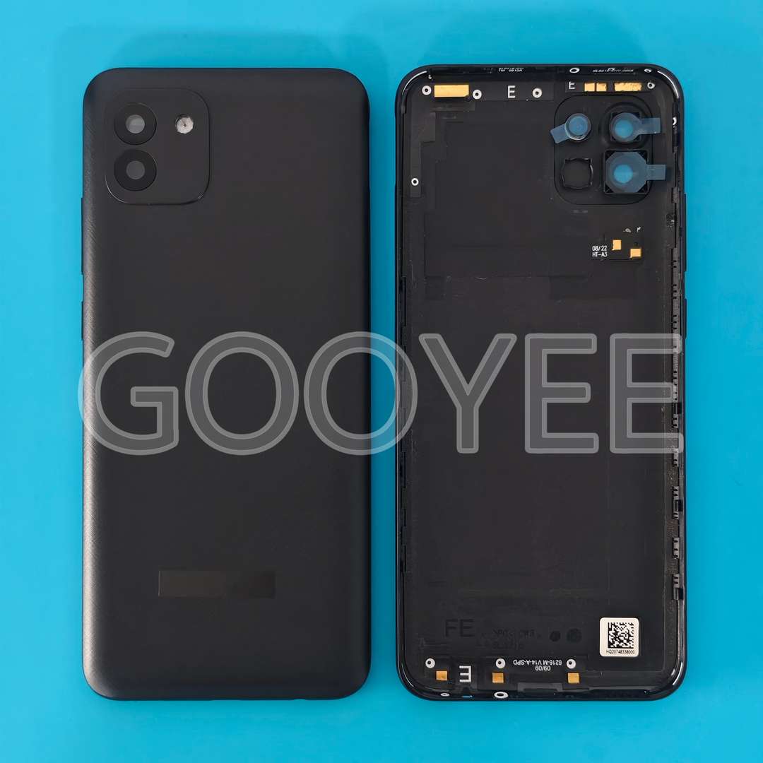 BACK PART WITH CAMERA GLASS FOR SAMSUNG A03 MOONLIGHT BLACK ORG