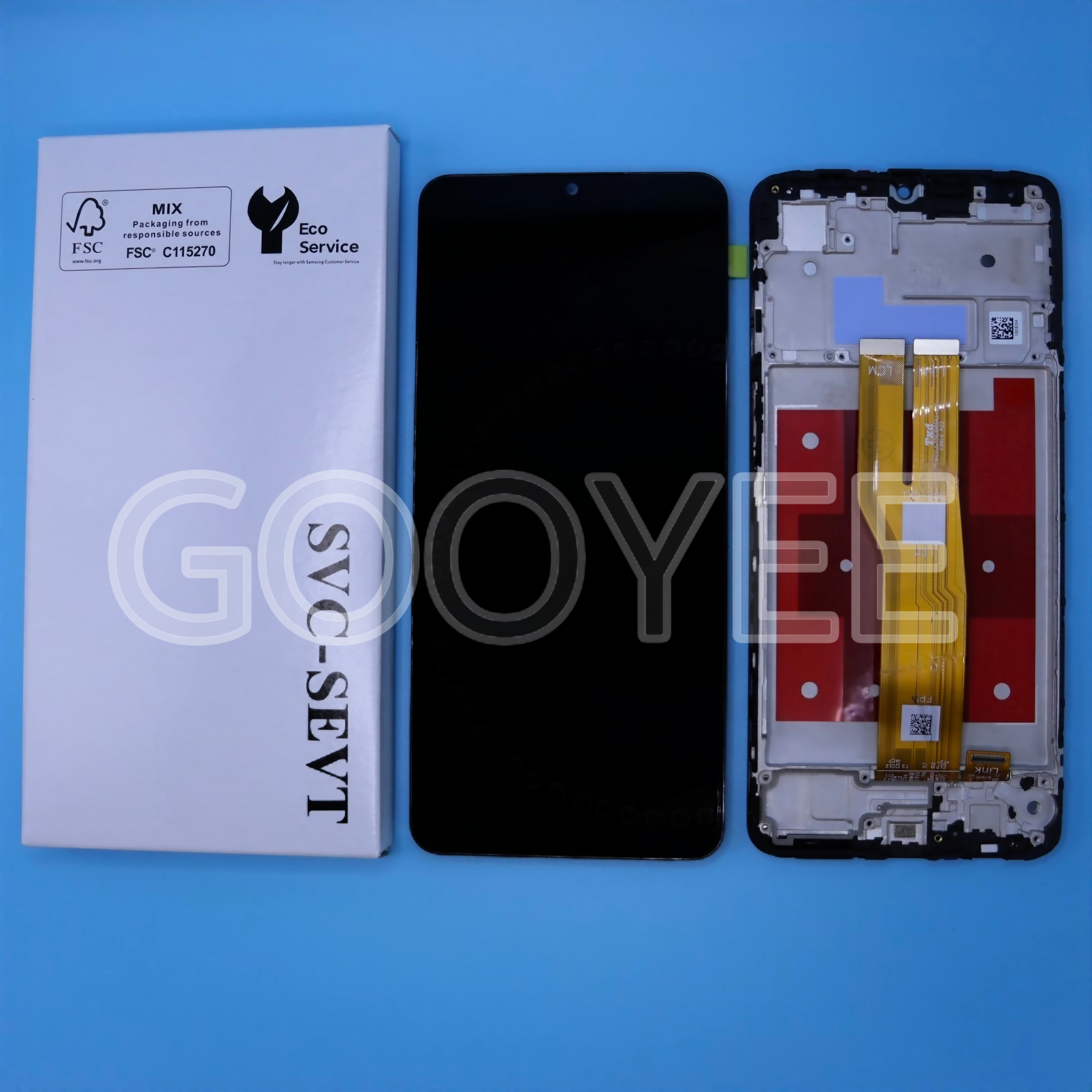LCD DISPLAY FOR SAMSUNG A07 GALAXY A075 BLACK WITH FRAME FULL ORG