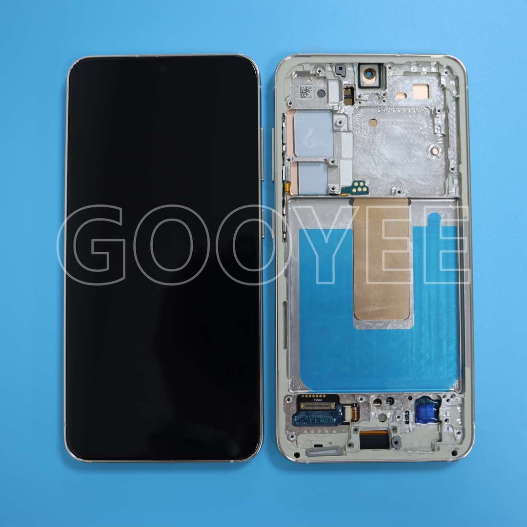 LCD DISPLAY FOR SAMSUNG S23 GALAXY S911 CREAM WITH FRAME OLED