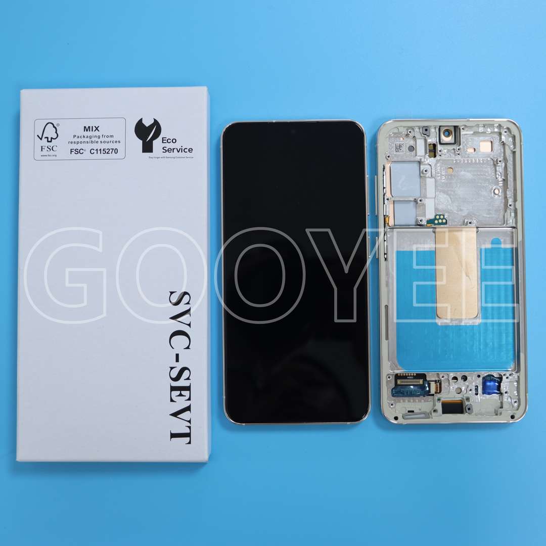 LCD DISPLAY FOR SAMSUNG S23 GALAXY S911 CREAM WITH FRAME OLED